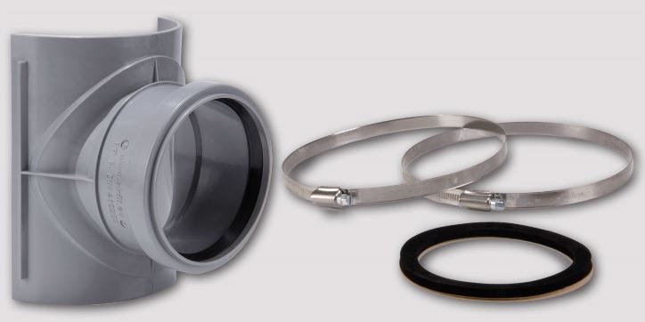 airfit Sattel-Abzweig incl. 2 Befestigungsschellen, W2, Brandverhütet nach DIN 4102-B2 EN 13501-1-E, EN 11925-2