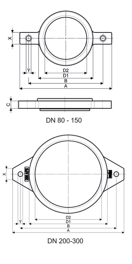 Düker Gussformstück SML Auflagerung einschließlich Gummi für Fallrohrstütze