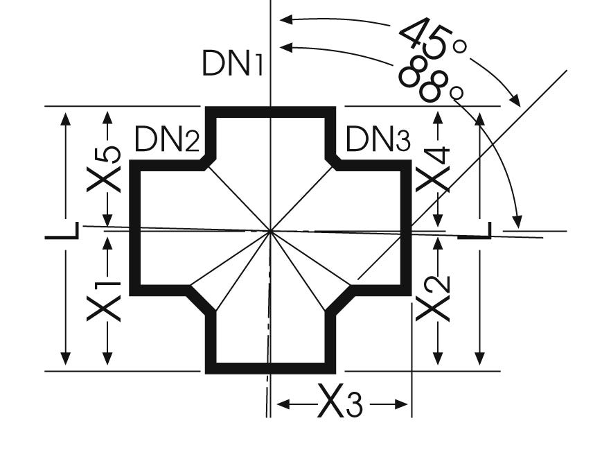 Düker Gussformstück SML Doppelabzweig 88 Grad DN