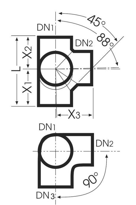 Düker Gussformstück SML Eckabzweig 88 Grad