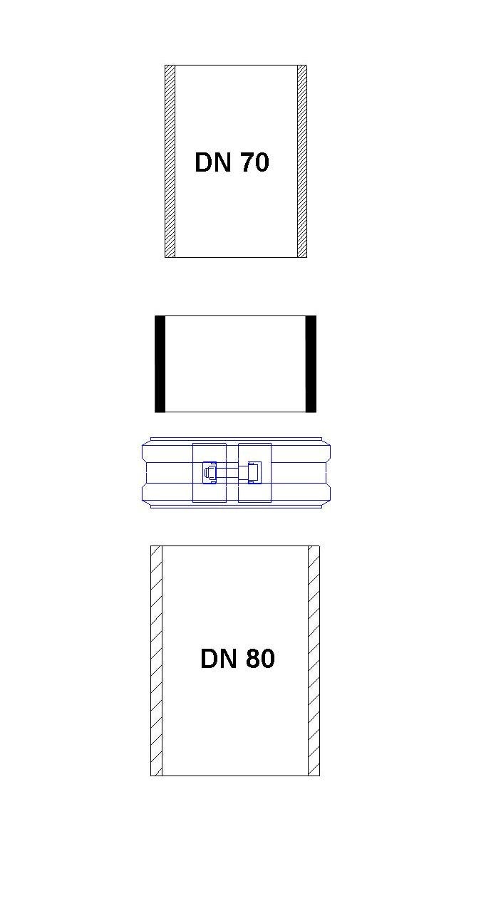 Düker Verbindung Dükorapid® Übergangsverbinder DN 70x80