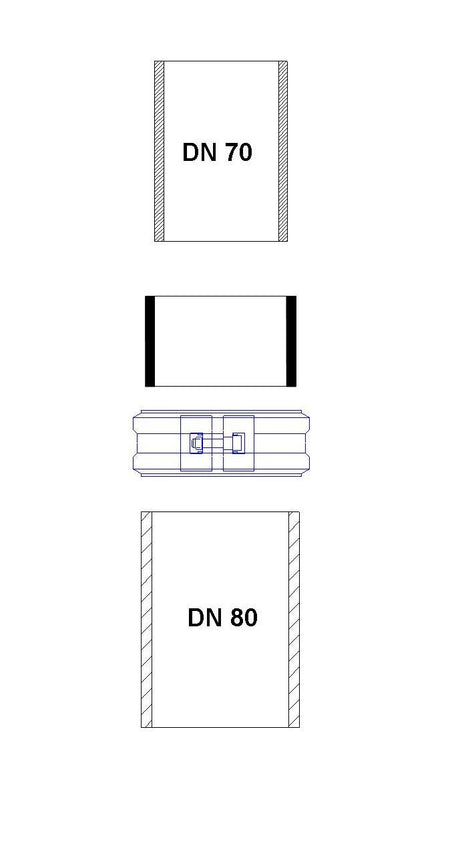 Düker Verbindung Dükorapid® Übergangsverbinder DN 70x80