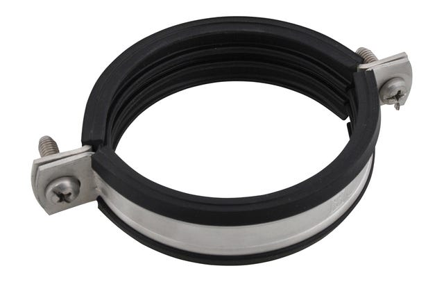 BIS Bifix® 1301 Edelstahl-Rohrschelle mit Einlage (M8, M10) für Edelstahlrohre ist eine Zweischraubenschelle mit Sicherheitsschnellverschluss, die optimale Schallschutzwerte nach DIN 4109 gewährleistet, mit Gewinde.