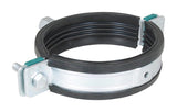 Schwerlastschelle HD1501 (M8/10, M10/12) (BUP1000) mit zwei Antiverlust-Schrauben und EPDM-Einlage für DIN 4109-Schallschutz erfüllt die MLAR/LAR/RbALei-Brandschutzanforderungen, optional: hitzebeständige Silikon-Schallschutzeinlage, für Rohre 15 - 19 mm.