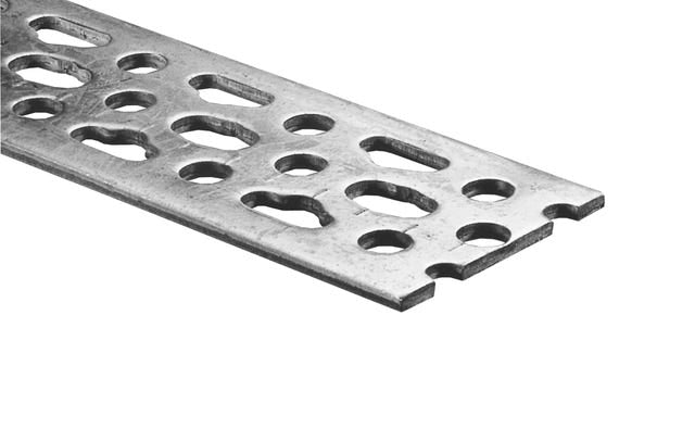 BISMAT® Schiene zur Befestigung an Wand und Decke aus sendzimirverzinktem Stahl ist ein universelles System zur Rohrbefestigung in Maueraussparungen, Mauerecken usw. mit einem Lochmuster, das sich für alle gängigen Abstandsmaße von Sanitärarmaturen eignet