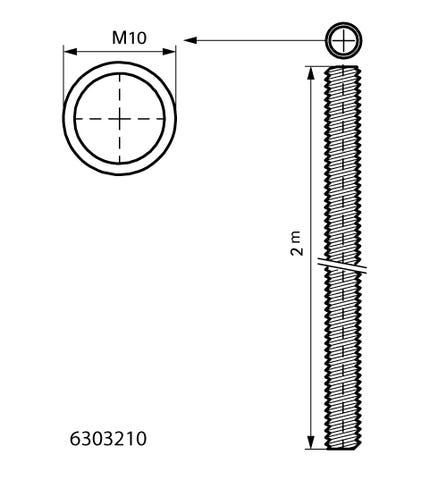 Gewindestange aus elektrolytisch verzinktem Stahl, gefertigt aus Stahl 1.0332, DIN 976-1, Festigkeitsklasse 4.8, brandgeprüft ab M8, erfüllt Brandschutzanforderungen gemäß MLAR/LAR/RbALei, Fabrikat Walraven GmbH