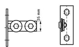 Montagefertig mit zwei vormontierten Klemmschrauben und anwenderfreundlich befestigt Walraven Strut Stirnflansch senkrecht für 41 x 21/41/21D (ev) RapidStrut® Schienen schnell und einfach als Traversen in Schächten, Kanälen oder Gestellen.