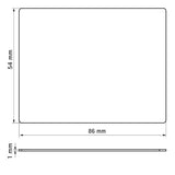 Walraven Kennzeichnungsschild IKS-2000 weiß aus Polyvinylchlorid (PVC), 86x54x1 Millimeter groß, kratzfest und abwaschbar, mit verschiedenen Bedruckungsmöglichkeiten wie Logos, Symbole oder Barcodes, mehrfarbige Drucke sind auf weißem Schild möglich.