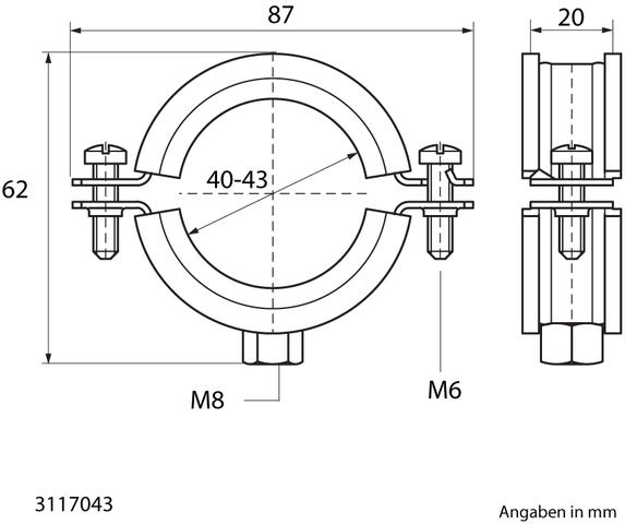 BIS Bifix® 1301 Edelstahl-Rohrschelle mit Einlage (M8, M10) für Edelstahlrohre ist eine Zweischraubenschelle mit Sicherheitsschnellverschluss, die optimale Schallschutzwerte nach DIN 4109 gewährleistet, mit Gewinde.
