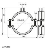 Die KSB2 Zweischrauben-Rohrschelle M8/10 ev 108-115 mm als praktische Lösung zur Befestigung von Rohren verschiedener Materialien hat einen Sicherheitsschnellverschluss, der mit einer Hand bedient werden kann, und eine EPDM-Schallschutzeinlage DIN4109.