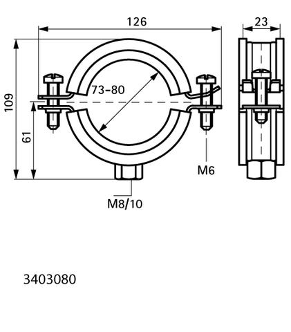 Schnellverschluss, Schallschutz nach DIN 4109, erfüllte Brandschutzanforderungen der MLAR/LAR/RbALei und alterungsbeständige Schallschutzeinlage aus EPDM-Gummi kennzeichnen die BISMAT® 2000 Zweischrauben-Rohrschelle M8/10 ev 73-80 mm für Metallrohre.