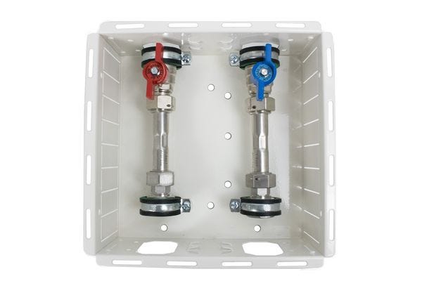 strawa Wasserzarge W2-T90 Typ A BxHxT: 220 x 220 x 90 mm Wasserzählervorbereitung Trinkwasser kalt und warm 3/4" Länge 80 mm, mit 1x DVGW-Kugelhahn 3/4", in Wandzarge