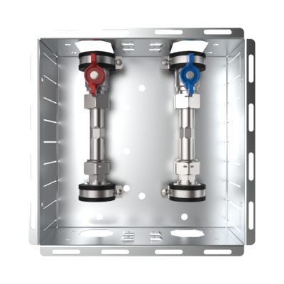strawa Wasserzarge W2-T90 Typ A BxHxT: 220 x 220 x 90 mm Wasserzählervorbereitung Trinkwasser kalt und warm 3/4" Länge 80 mm, mit 1x DVGW-Kugelhahn 3/4", in Wandzarge