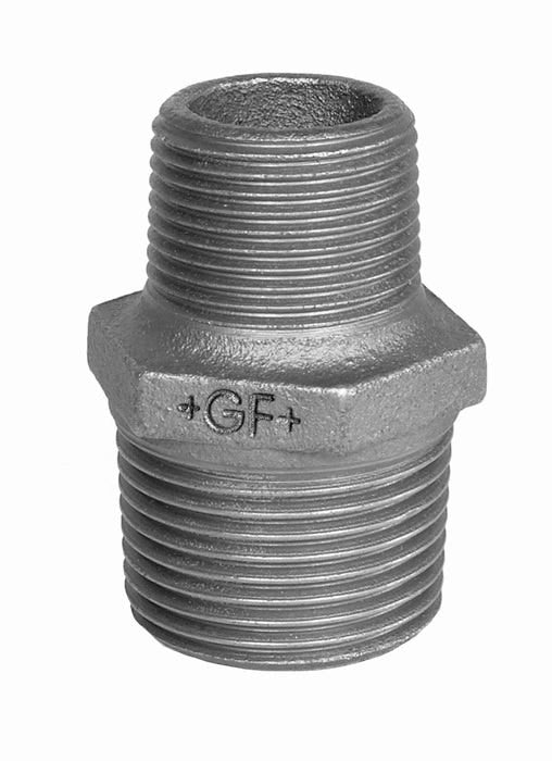 GF Temperguss Doppelnippel, red, mit AG 245 schwarz