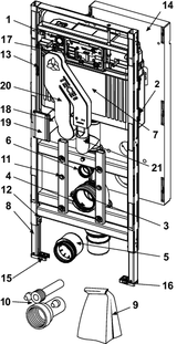 TECElux WC-Modul 400, nachträglich höhenverstellbar, mit Geruchsabsaugung, Bauhöhe 1120 mm