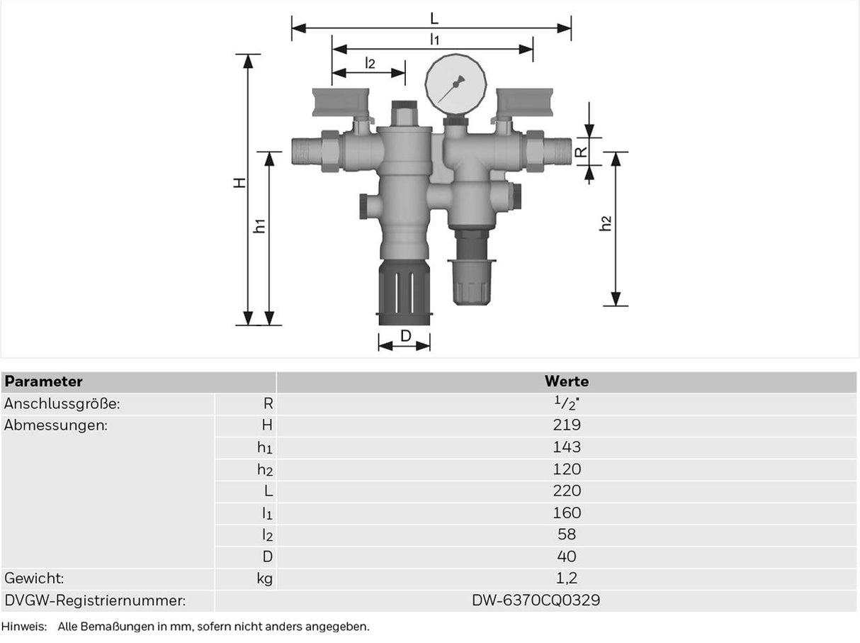 Resideo Nachfüllkombination NK295C Messing, R 1/2, A 1/2"