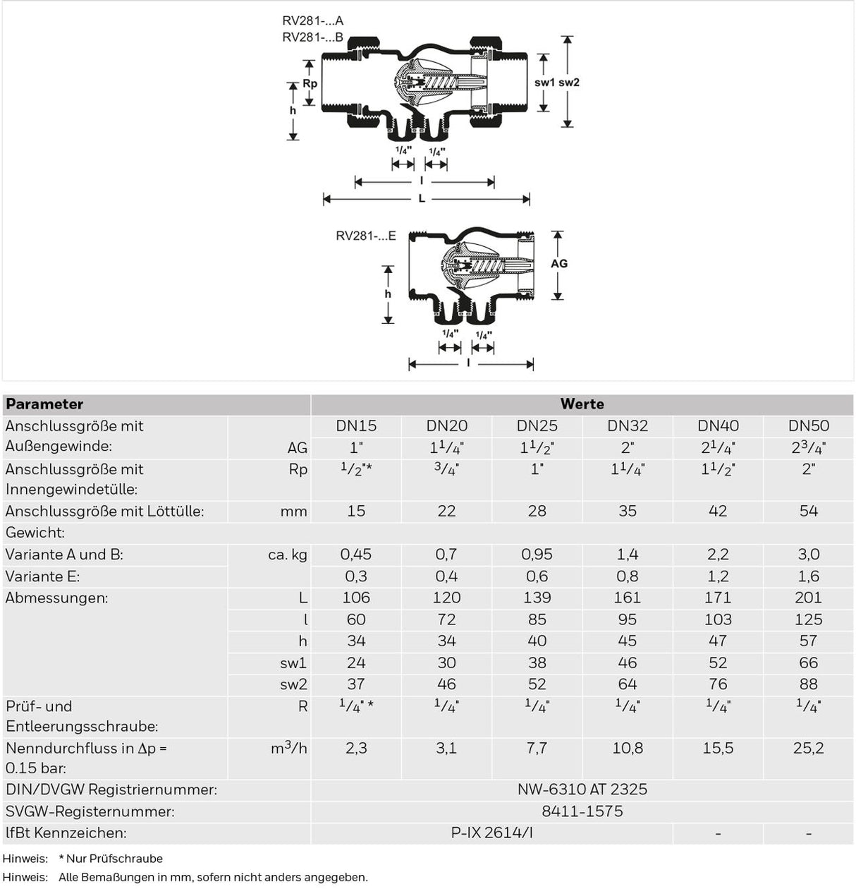 Resideo Rückflussverhinderer RV281 Messing A