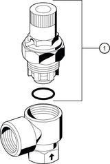 Resideo Membran-Sicherheitsventil SM152 Messing AA für Trinkwasser, PN 16, rechtwinklig, DZR-Messinggehäuse, EPDM-Dichtung