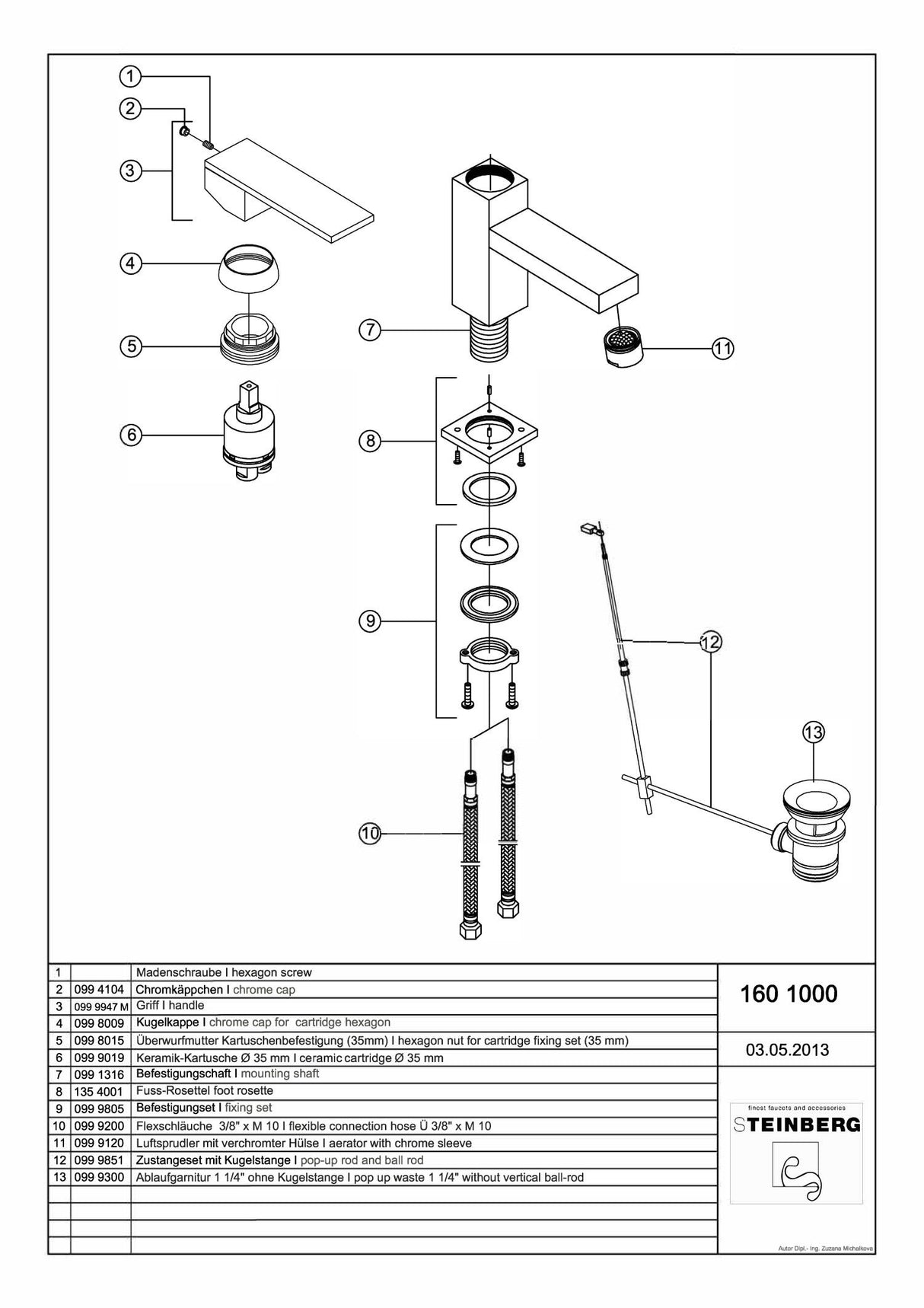 Serie 160 Waschtisch Einhebelmischer mit Ablaufgarnitur Ausladung 120 mm, mit Keramikkartusche, mit Neoperl Luftsprudler, mit Flexschläuchen 3/8 Zoll, chrom