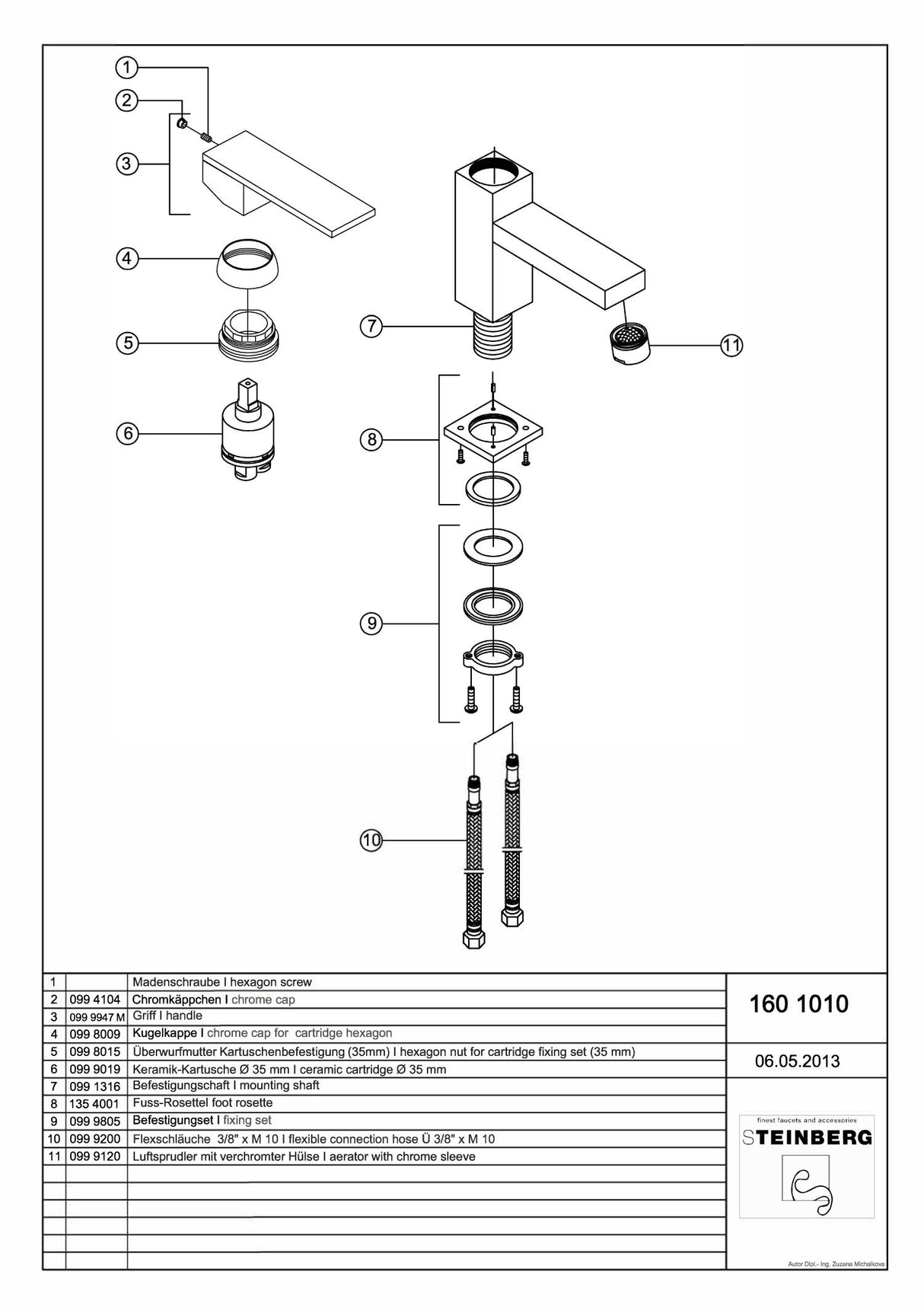 Serie 160 Waschtisch Einhebelmischer ohne Ablaufgarnitur Ausladung 120 mm, mit Keramikkartusche, mit Neoperl Luftsprudler, mit Flexschläuchen 3/8 Zoll, chrom