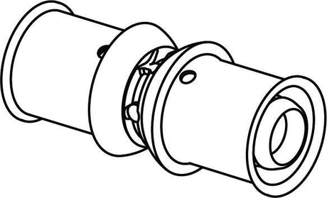 Uponor S-Press PLUS Kupplung PPSU, gerade, 1-teilig, Systemgebunden, Material Polyphenylensulfon (PPSU), Dichtung EPDM, max. 10 bar bei 20 °C, grau, Pressmuffe, DVGW und KIWA geprüft