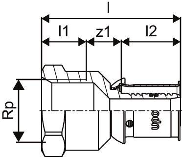 Uponor S-Press PLUS Übergangsmuffe 16-Rp1/2"FT