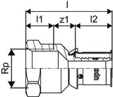 Uponor S-Press PLUS Übergangsmuffe 16-Rp1/2"FT
