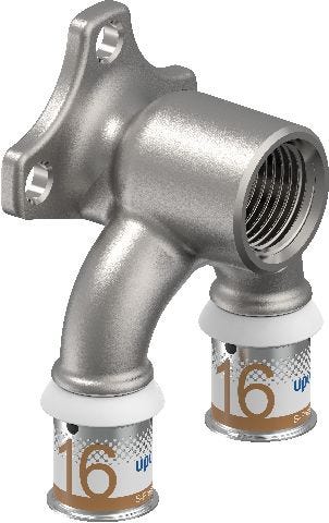 Uponor S-Press PLUS U-Wandscheibe mit Pressmuffe und 1/2 Zoll Gewindemaß aus entzinkungsbeständigem Messing, verzinnt