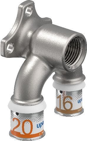 Uponor S-Press PLUS U-Wandscheibe mit Pressmuffe und 1/2 Zoll Gewindemaß aus entzinkungsbeständigem Messing, verzinnt