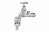 JS Auslaufventil, Serie Air-tec, mit Rohrbelüfter, mit Rückflussverhinderer, mit Schlauchverschraubung, mit Knebel-Oberteil, 1/2", poliertes chrom, DVGW geprüft