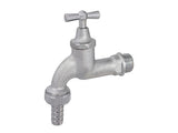 JS Auslaufventil mit Metall-Schlauchverschraubung, mit Knebel-Oberteil, schwer, matt chrom, Gehäuse Messing, Dichtungen EPDM, Betriebsdruck max. 10 bar, Betriebstemperatur max. 90 Grad