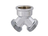 JS Messing-Y-Verteilerstück, DN20, 3/4", 2x Außengewinde, 1x Innengewinde, Messing verchromt