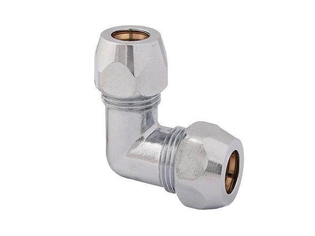 JS Winkel mit zwei Quetschverschraubungen, DN10, 3/8" x 10mm, verchromt