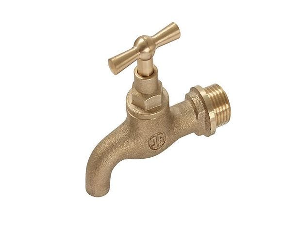 JS Entleerungsventil mit gebogenem Auslauf, DN15, Außengewinde 1/2", aus Messing