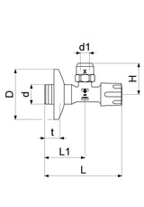 JS Eckventil, selbstdichtend, Comfortgriff, Quetschverschraubung, DN15, 1/2" x 10mm, DVGW geprüft