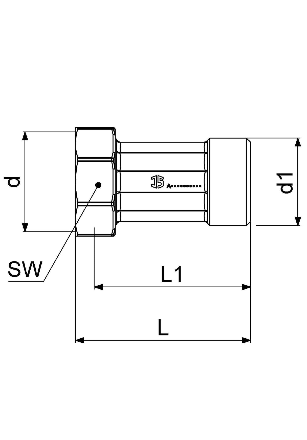 JS Verbindungsverschraubung von Schlösser, Werkstoff Messing, Dichtungen EPDM, Trinkwasserverordnung DIN EN 1717, Betriebsdruck max. 10 bar, Betriebstemperatur max. 90 Grad
