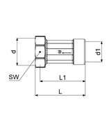 JS Verbindungsverschraubung von Schlösser, Werkstoff Messing, Dichtungen EPDM, Trinkwasserverordnung DIN EN 1717, Betriebsdruck max. 10 bar, Betriebstemperatur max. 90 Grad