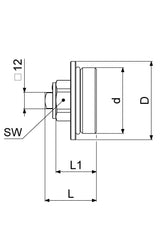 JS Abschlussstopfen links mit Wasserzufuhr von rechts, Außengewinde, Messinggehäuse, Dichtungen EPDM, max. Betriebsdruck 10 bar, max. Betriebstemperatur 90 Grad, G-Gewinde ISO 228 Teil 1, Trinkwasserverordnung DIN EN 1717, Fabrikat Schlösser