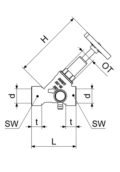 JS Freistromventil mit Muffenanschluss, mit Entleerung, mit steigender Spindel, Innengewinde, DVGW geprüft