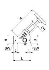 JS Freistromventil mit Muffenanschluss, mit Entleerung, mit steigender Spindel, Innengewinde, DVGW geprüft