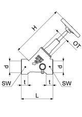 JS Freistromventil mit Muffenanschluss, mit Entleerung, mit steigender Spindel, Innengewinde, DVGW geprüft