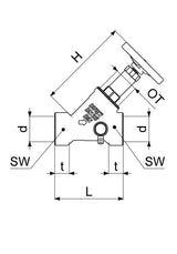 JS Freistromventil mit Muffenanschluss, mit Entleerung, mit nicht steigender Spindel, Innengewinde, DVGW geprüft