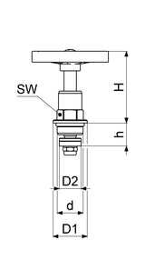 JS Fettkammer-Oberteil, Durchgang-/Schrägsitzventil, mit steigender Spindel, aus Messing, mit EPDM Dichtung