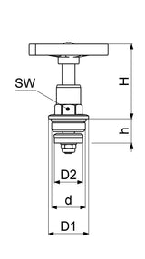 JS Fettkammer-Oberteil, Durchgang-/Schrägsitzventil, mit steigender Spindel, aus Messing, mit EPDM Dichtung