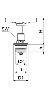 JS Fettkammer-Oberteil, Durchgang-/Schrägsitzventil, mit steigender Spindel, aus Messing, mit EPDM Dichtung