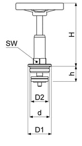 JS Fettkammer-Oberteil für Freistromventil, DIN 3502, mit steigender Spindel