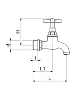 JS Entleerungsventil mit gebogenem Auslauf, DN15, Außengewinde 1/2", aus Messing