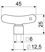 JS Steckschlüssel DN15, 1/2", Vierkant 6mm, vernickelt