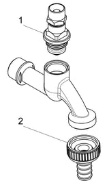 JS Auslaufventil mit Schlauchverschraubung, mit Steckschlüssel-Oberteil, chrom