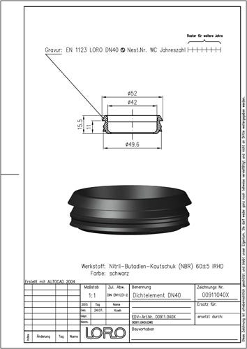 LORO-X DICHTELEMENT aus Elastomer für Steckmuffenverbindung